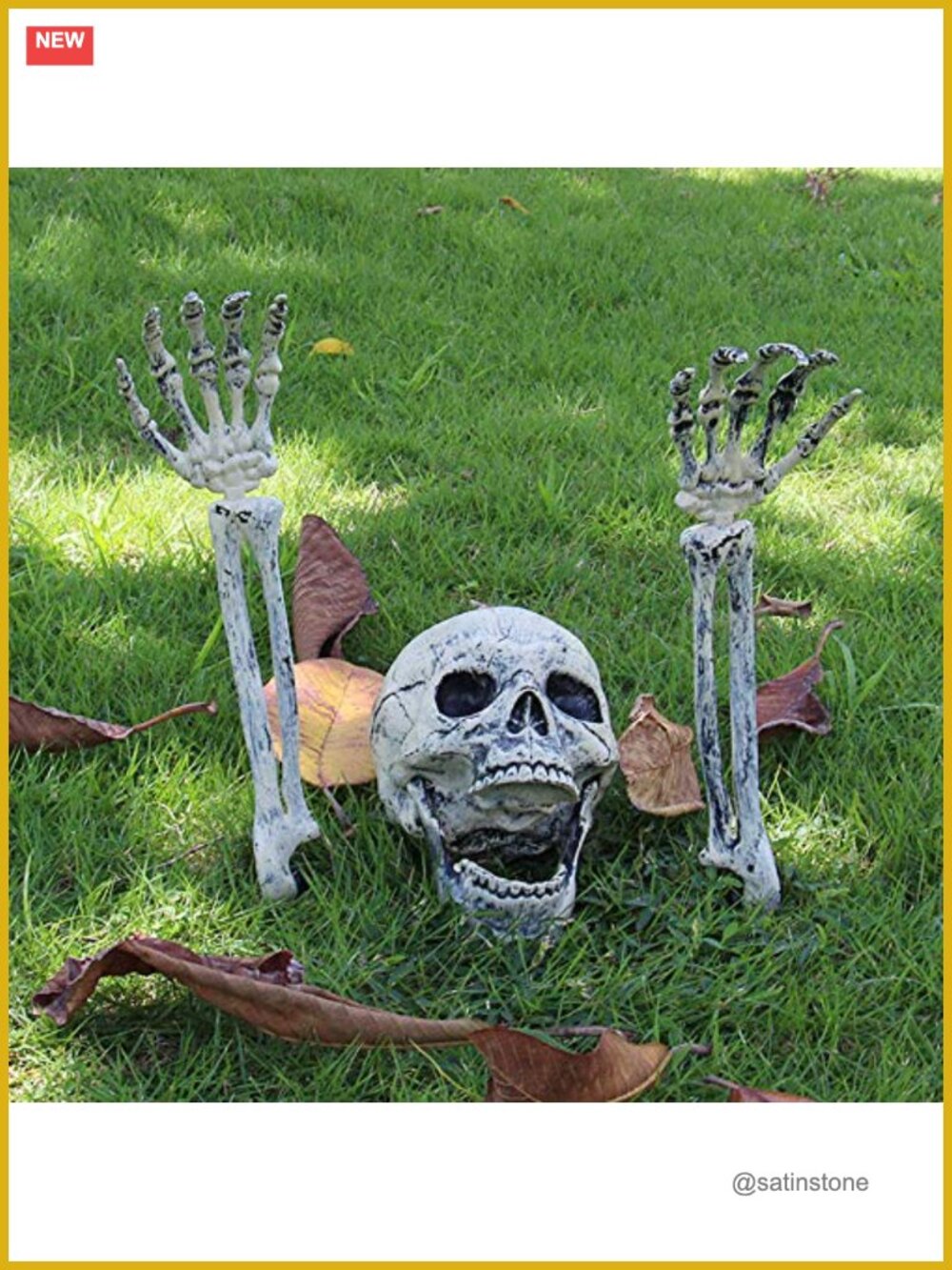 Realistic Skeleton Stakes 3 Piece Halloween Outdoor Lawn Decoration w/ Skull &